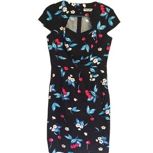 Grace Karin l Pinup Vintage cotton cherry fitted bodice dress